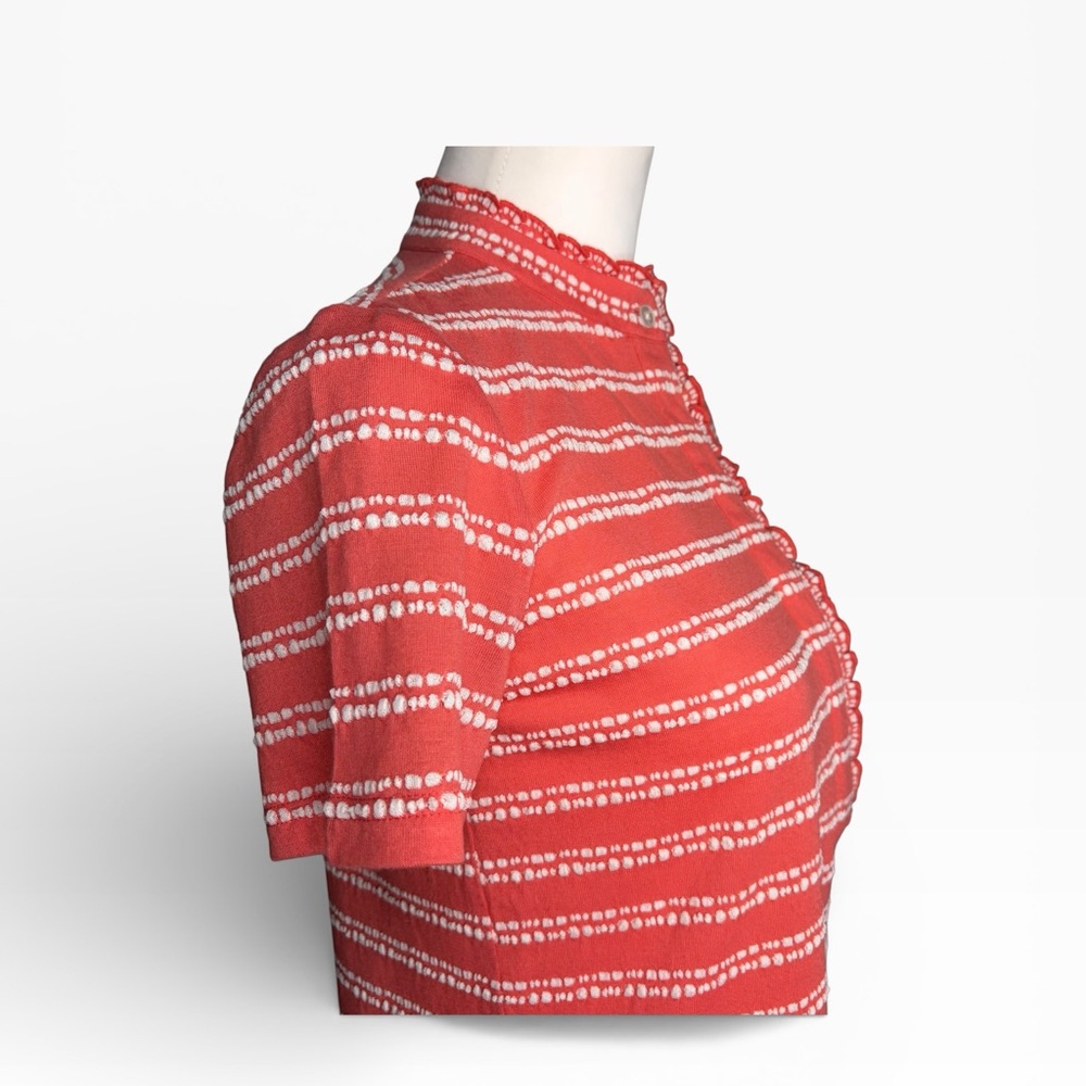 Tory Burch Peach and White Buttoned Top Size XS - Picture 4 of 9